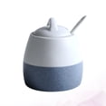 thumbnail image 3 of 1PC Dressing Jar Ceramic Seasoning Can Sugar Salt Storage Pot with Spoon for Home Restaurant Store (White Blue Base), 3 of 8