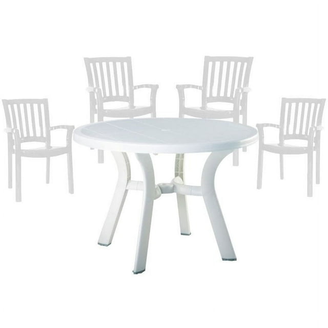 5 Piece 42" Round Resin Patio Table and 4 Resin Chairs in White
