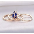 thumbnail image 3 of 3 Carat 6mm Princess Cut Blue Sapphire And Moissanite Diamond Halo Trio Wedding Ring Bridal Set in 10k Rose Gold, 3 of 3