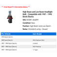 thumbnail image 2 of High Beam and Low Beam Headlight Bulb - Compatible with 1987 - 1990 Buick Electra 1988 1989, 2 of 2