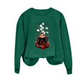 thumbnail image 2 of CLOISE Sweatshirts for Women Graphic Halloween Fleece Lining Crew Neck Trendy Pullover Witch Long Sleeve Tops Fall Winter Slim Clothing for Daily Wear Green 2XL, 2 of 5
