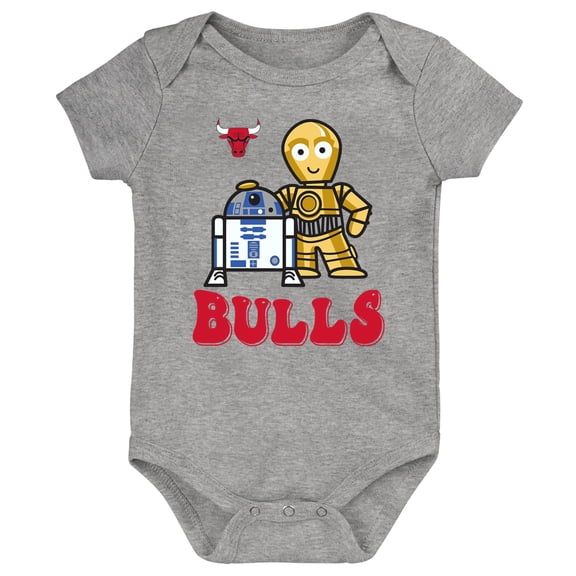 Newborn & Infant Heather Gray Chicago Bulls Star Wars R2-D2 & C-3PO Best Buds Bodysuit