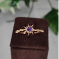 thumbnail image 4 of Silver & Stone Jewels Wedding Ring- 14k Yellow Gold Finish Princess Magic Sunflower Engagement Ring- Purple Ring- Gift For Her, 4 of 6