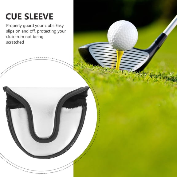 Pretyzoom Golf Putter Protective Cover Plated Silver PU Material Smooth Surface Club Protector