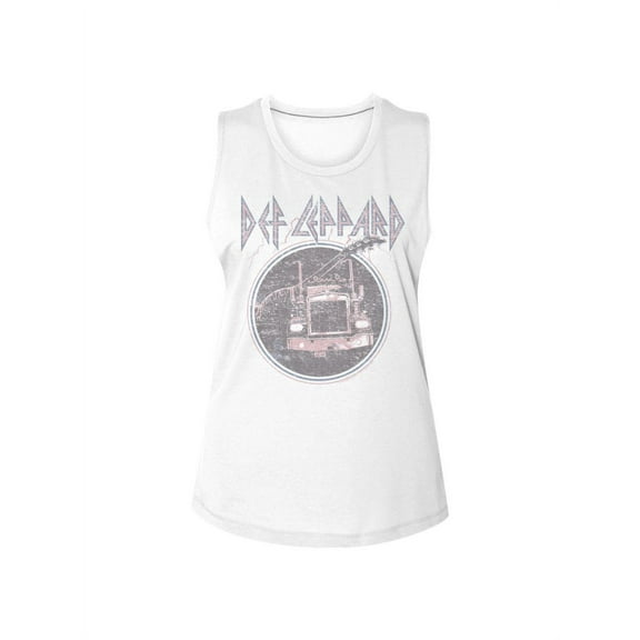 Def Leppard On Through The Night Faded Women's Tank (White, Women'sM)