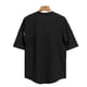 thumbnail image 4 of Camisa de hombre con hombros caídos y estampado en sánscrito en la espalda, cuello redondo, ajuste holgado, camiseta de manga corta de gran tamaño, negro, 2XL, 4 of 8