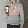 thumbnail image 7 of Womens Colorblock Hoodies Drawstring Button Hooded Sweatshirts Sports Casual Hoody Pullover Tops with Pocket (L, Gray), 7 of 7