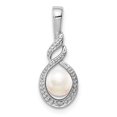thumbnail image 5 of 925 Sterling Silver Rhodium Plated Freshwater Cultured Pearl and Diamond Pendant, 5 of 5
