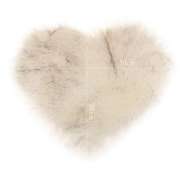 Alfombra de de Piel de Oveja de Piel Sintética en apariencia de , Alfombra de Lana Peluda para Dormitorio, Sala de , Decoración para hogar Gris blanco BLESIY Love Shape Sheepskin Rug