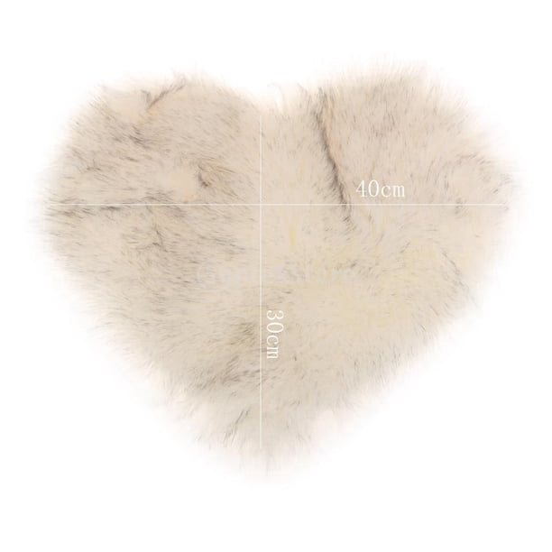 Alfombra de piel de oveja artificial suave con forma de amor, tapete para piso, funda de sofá, funda de silla, Gris blanco