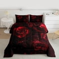 thumbnail image 2 of Castle Fairy Boys Girls Floral Red Rose 3 Pieces Queen Comforter Set,Romantic Valentine's Day Ultra Soft Bedding Sets,Exotic Style Bedding Comforter Set Breathable,Luxury Bedroom Decor,Reversible, 2 of 8