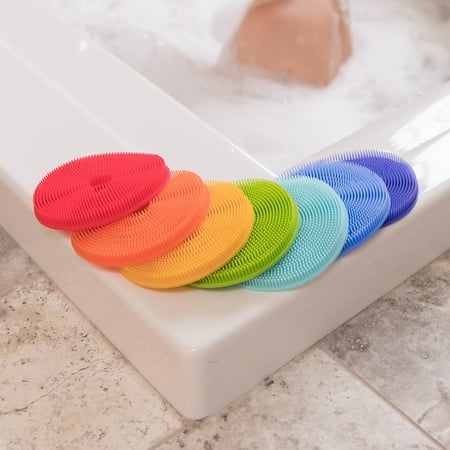 UPC: 0852865007737 | Innobaby Bathin Smart Rainbow Spots Silicone Bath Toy and Scrub for Kids and Toddlers 7-Pack.