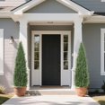 thumbnail image 3 of 2-pack 4ft uv-resistant artificial cedar topiary trees realistic potted fake trees para indoor/outdoor decor (porch patio garden), 3 of 7