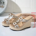 thumbnail image 6 of Rokment Ladies Wedge Heeled Dressy Slippers Sandals Stylish Casual Hollow out Open Toe Platform Ultra Chunky High Heels Dress Pumps Formal Slip on Slides Summer Shoes for Woman Silver Size 7, 6 of 6