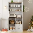 thumbnail image 3 of Yeshouse Tall Kitchen Cabinet with Microwave Shelf, 2 Drawers, 3 Doors, and Open Shelves, White, 3 of 7