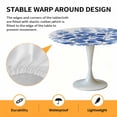 thumbnail image 6 of Watercolor Plant Leaves Elastic Fitted Round Table Cover Blue Leaf Waterproof Outdoor Tablecloth for Holiday Party, Picnic, Patio & Dining Fits Tables Up to 36"-44", 6 of 8