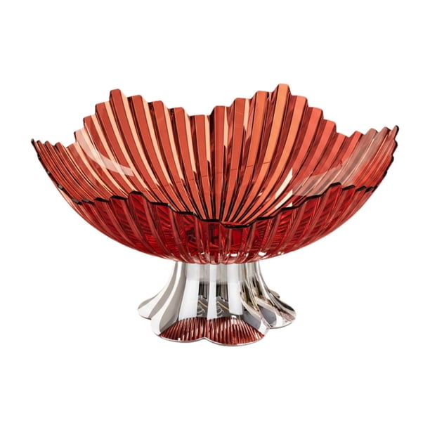 Frutero con pedestal, bandeja para frutas portátil y práctica, bandeja decorativa para aperitivos, ideal para cumpleaños, oficina, sala de estar y Rojo claro