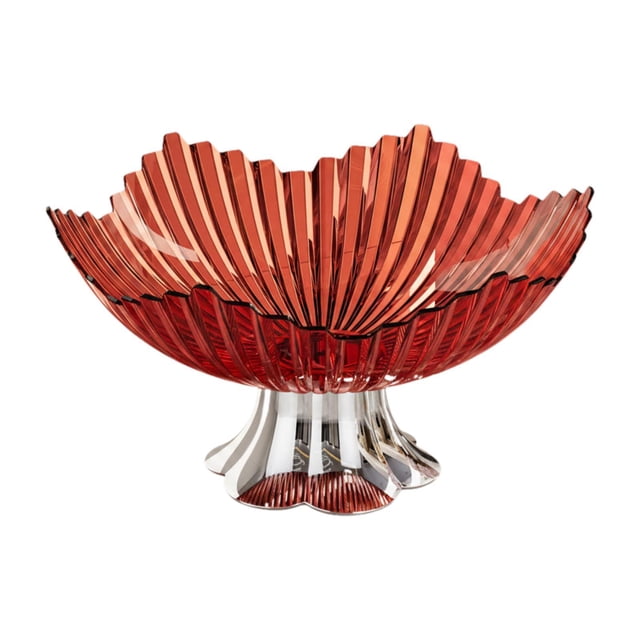 Frutero con pedestal, bandeja para frutas portátil y práctica, bandeja decorativa para aperitivos, ideal para cumpleaños, oficina, sala de estar y Rojo claro