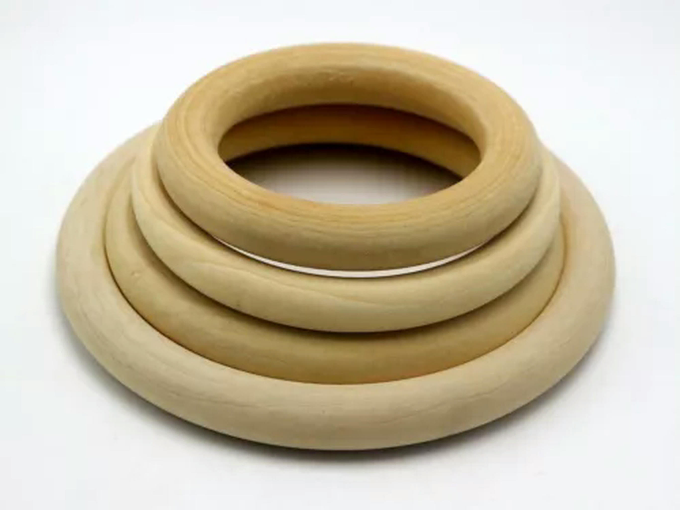 U8MO 5pcs Large Unfinished Natural Untreated Plain Wooden 100mm-150mm Wood Round Ring-125mm(4.9")