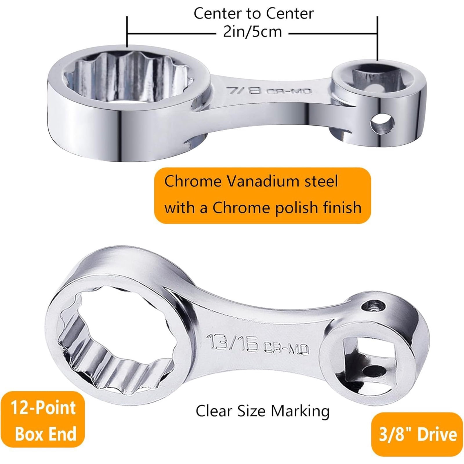 Torques Wrench Spanner 12 Point Adapter Set 3/8 Drive Torques Wrench Adapter 12-Point Box End Torques Adapter