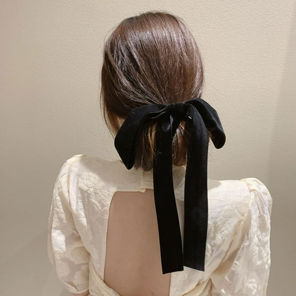 STRANDCHIC Black Elastic Hair Bow Knot Hair Tie Decorative Accessory for Travel and Special Occasions