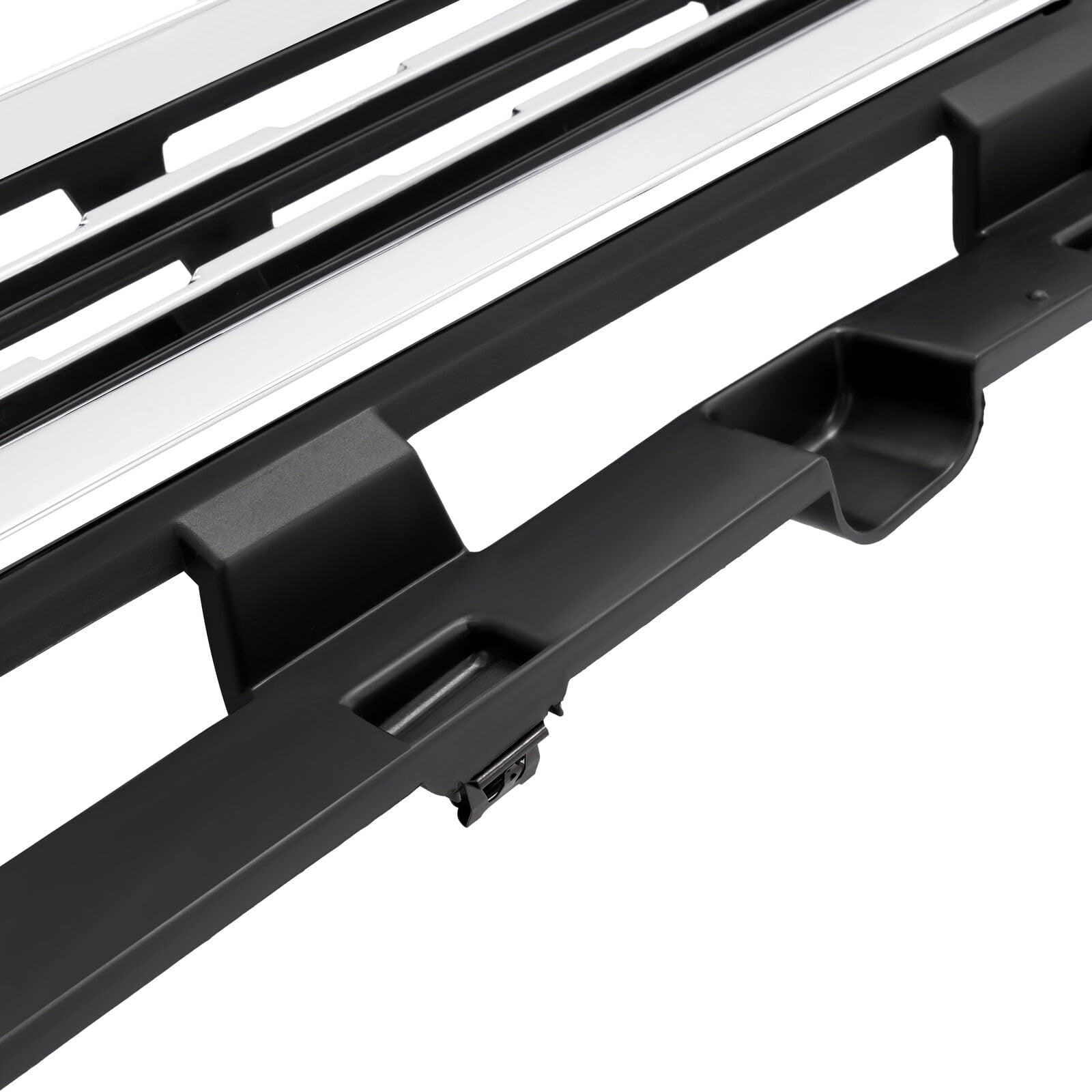 Suitable for Front Upper Grille Grill Compatible with 2015-2019 Chevy Chevrolet Silverado 2500 HD 3500 HD Bumper Upper Hood Grill Replacement for 23335298 Chrome Silvery+Black