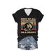 thumbnail image 1 of Camisetas de Manga Corta para las Mujeres, Estampado de Moda Cuello en V Camiseta Superior, Casual Fuera de la Blusa de Poliéster Ligero, 1 of 2