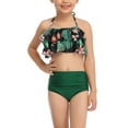 thumbnail image 3 of URMAGIC URMAGIC Mommy and Me Matching 2-Piece Bikini Set Girls Women Halter Ruffle Falbala Bathing Suit/Hawaii Leaf, 3 of 10