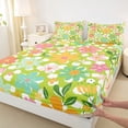 thumbnail image 3 of Manfei Groovy Floral Flowers Twin Sheet Sets 3pcs for Boys Girls,Spring Garden Twin Fitted Sheet Microfiber,Polka Dots Breathable Flat Sheet,Luxury Bedroom Decor, 3 of 7