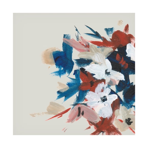 Canvas Wall Art - Melissa Wang 'Indigo and Crimson Blooms VI' Wall Art for Living Room, Bedroom, or Office Décor by Trademark Fine Art - 14 x 14 Inches