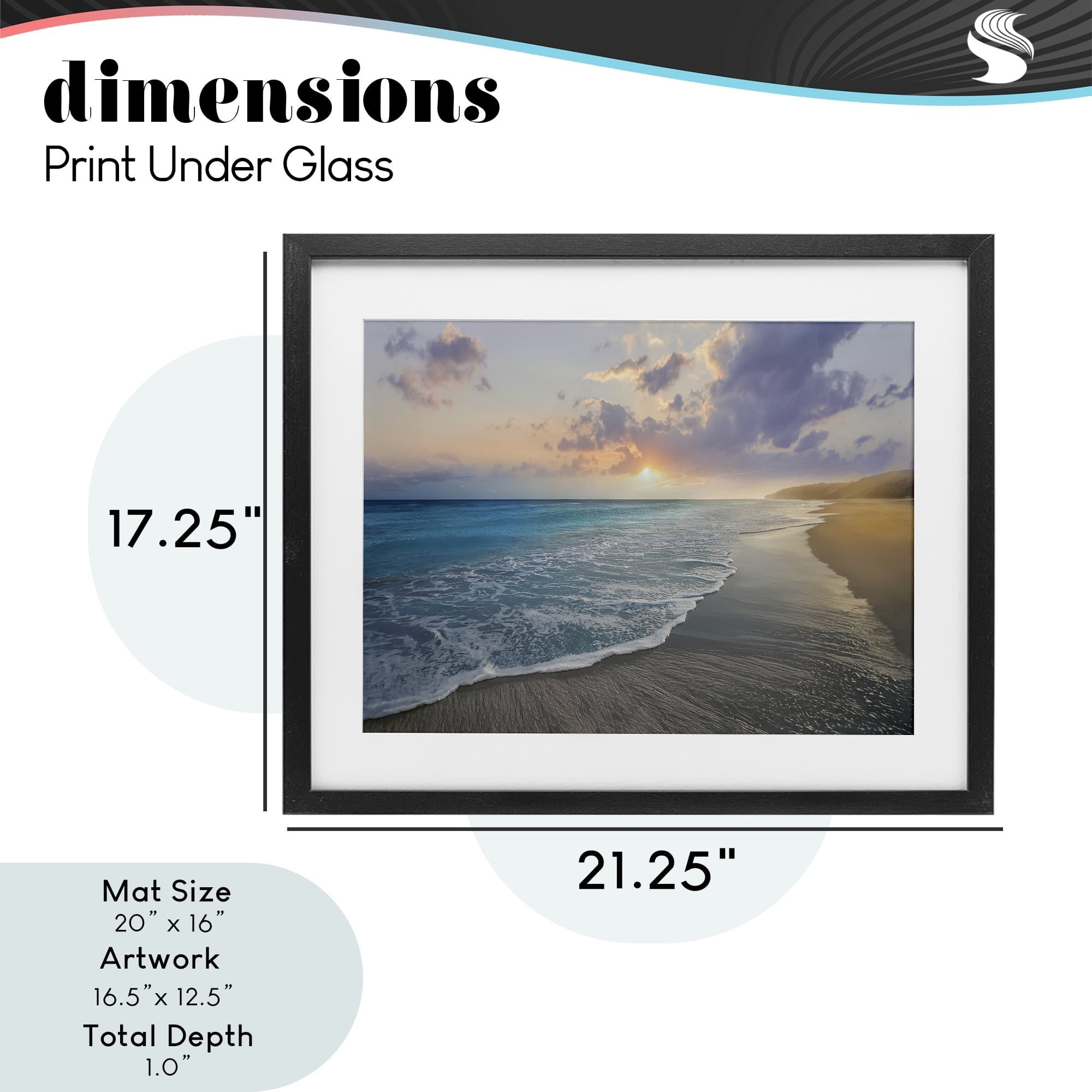 Stupell Industries Sunset over Tranquil Coast Black Framed Print Under Glass, design by Mike Calascibetta
