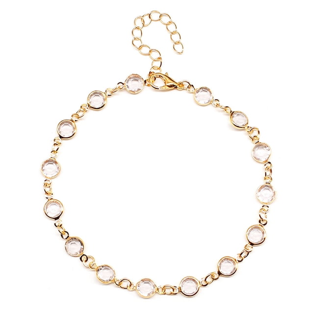 Anklet Adjustable with Rhinestones Fashion Accessory Wedding Bracelets Foot Chains Women's Anklets for Valentines Day Gold