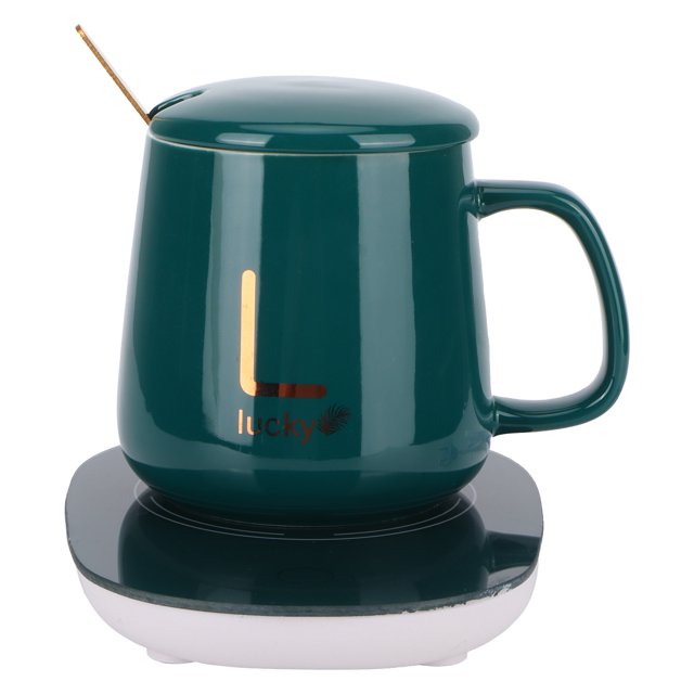 Mug And Warmer Constant Temperature Cup Mug Warmer Cup Heating Mat Cup Warmer Constant Temperature Cup With Mug Warmer Thermostatic Coaster Mug And Warmer Pad CN 220VGreenCup Lid
