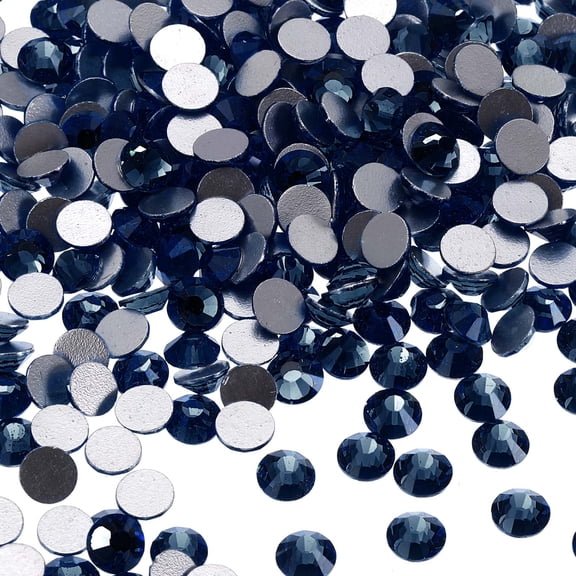 Uxcell SS30 Round Flatback Rhinestones 6.3-6.5mm Crystal Glass Gems Diamonds for DIY Crafts Clothes Shoes Nail Art Decoration, Dark Blue 576Pcs