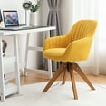 thumbnail image 4 of Costway Modern 360° Swivel Accent Chair w/ Linen Fabric & High-density Sponge Yellow, 4 of 10