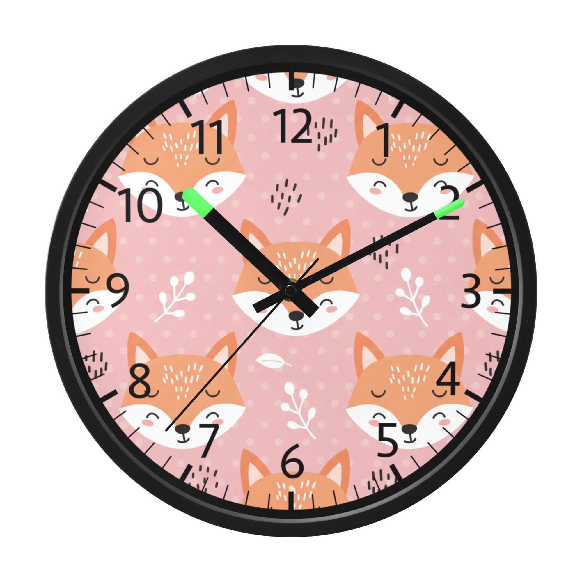 BZSMCE Voice Activated LED Night 12in Clock 12in Clock with Cute Fox Pattern