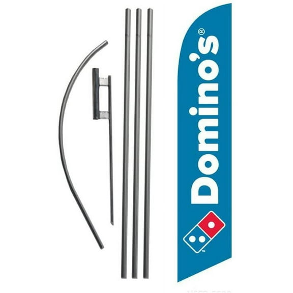 New Domino's Pizza 15ft Feather Banner Swooper Flag Kit - INCLUDES 15FT POLE KIT w/GROUND SPIKE