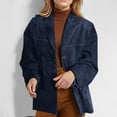 thumbnail image 2 of Womens Loose Suede Jacket Autumn and Winter Long Sleeve Solid Color Blazer Coats with Pockets Button Down Outerwear (Dark Blue L), 2 of 6