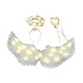 thumbnail image 3 of de ángel iluminadas con luz LED, accesorio para disfraz de ángel, disfraz de hada, ropa de PP, adecuado para niñas, juegos de rol de cumpleaños, S luz cálida 3 piezas, 3 of 8