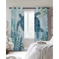 thumbnail image 4 of Teal Green Sea Turtle Kitchen Curtains Coastal Summer Beach Seaweed Cafe Short Curtains for Bathroom Blackout Window Curtain Grommet Small Window Treatment Drapes for Bedroom Living Room 27.5"x39"x2, 4 of 9