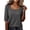 Grey, variant on Half Sleeve Tops for Women,Women's Ribbed Knit Square Neck Top, 3/4 Elbow Sleeve T-Shirt, Solid Color Casual Knitwear, Slim Fit Basic Tee, Soft Pullover, Elegant Daily Blouse