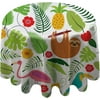 Coolnut Round Tablecloth Tropical Plants Sloth Flamingo Modern Table Cover for Home Decoration Washable Table Cloth for Dinner Picnic 60in
