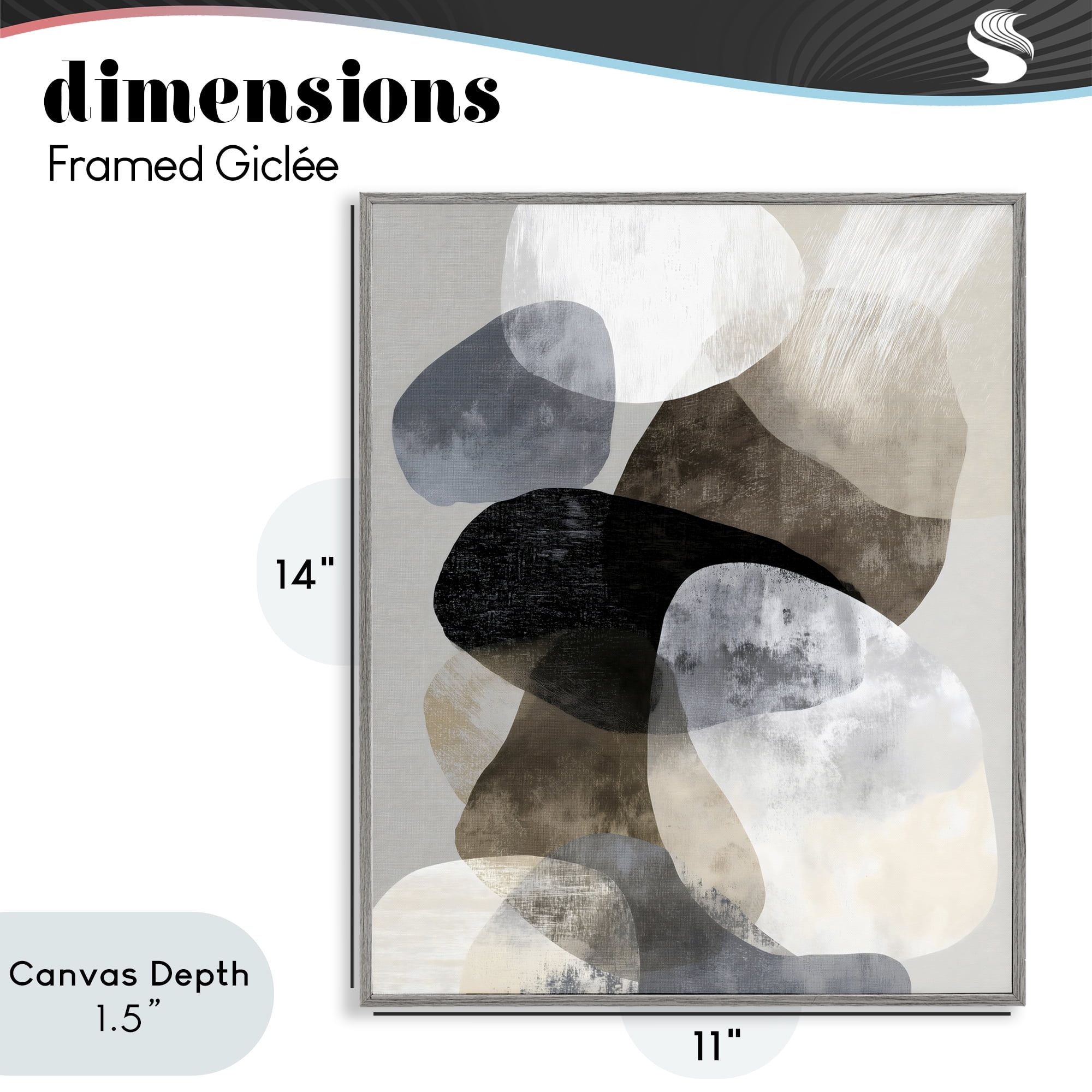 Stupell Industries Thoughts In Muted Layers Gray Framed Giclee Art, design by Ink Drop Loft