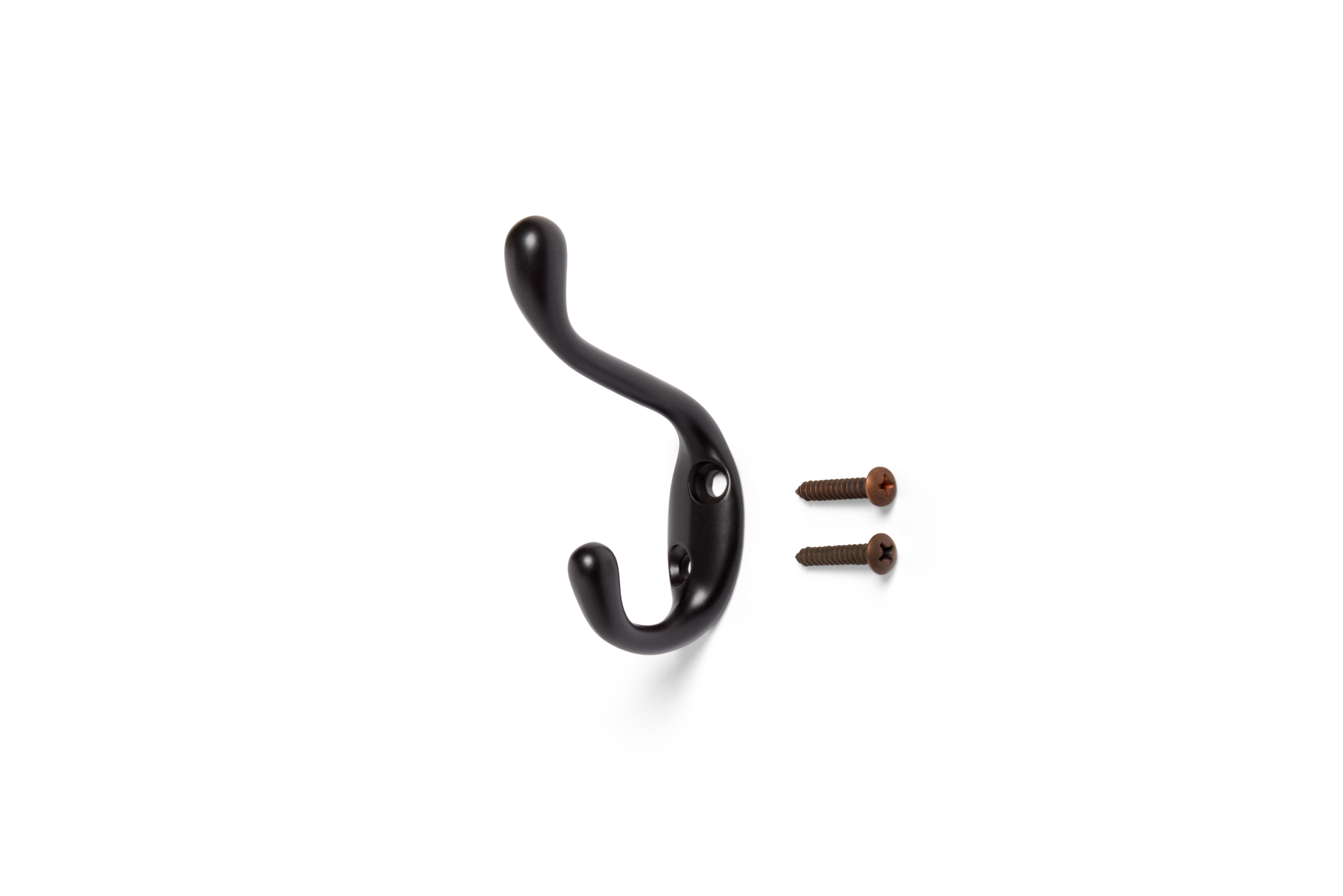 (2 pack) Mainstays Double Coat Hook Oil-Rubbed Bronze Metal Hooks for Hanging Towels and Jackets, 10 lbs Capacity, 1 Pc