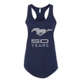 thumbnail image 2 of Wild Bobby, Ford Mustang Logo 50 Years Vintage Emblem, Cars and Trucks, Women Racerback Tank Top, Navy, Small, 2 of 4