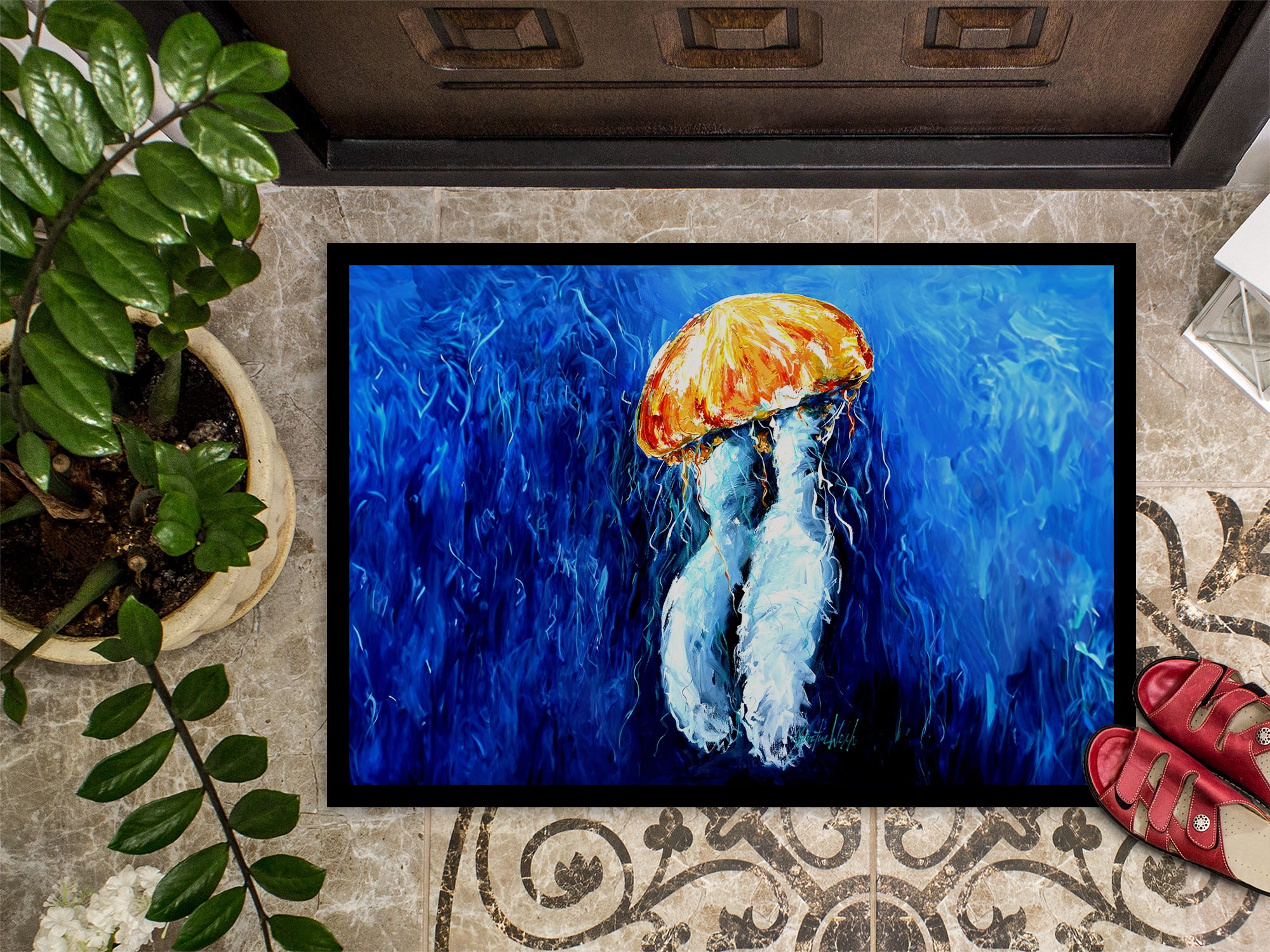 Carolines Treasures MW2056MAT 18 x 27 in. Fanta Sea Jellyfish Doormat