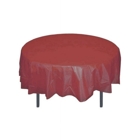 Party Source 12 Count Burgundy 84-inch Round Plastic Tablecloths