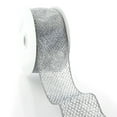 thumbnail image 2 of Ribbon Traditions 2 1/2" Wired Ribbon Sheer Ombre Glitter Diamond Mesh - Silver - 10yds, 2 of 3