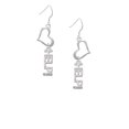 thumbnail image 2 of Delight Jewelry Silvertone Small Crystal HELP! Open Heart French Earrings, 2 of 4