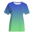 thumbnail image 4 of HAPIMO Women's Fashion Shirts Short Sleeve Tees Round Neck T-shirt Comfy Casual Blouses Gradient Color Print Tops Regular Fit Clothes for Girls Blue L s, 4 of 5